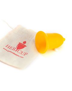 Her Cup Platinum-Cured Medical Grade Silicone Menstrual Cup For Women By Goli Soda, Regular Size- Yellow