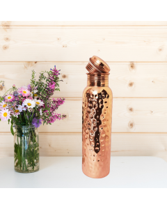 Ayurvedic Handmade Copper Water Bottle 99.9% Pure- Hammered