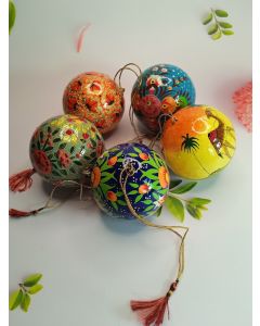 Paper Mache Ornaments Christmas Tree Hanging Balls (set of 5)