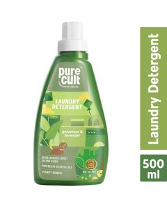 PureCult Plant-Based Liquid Laundry Detergent with Geranium & Lavender Essential Oils (500 ML)