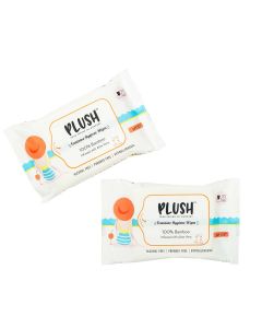 Plush All Natural 100% Biodegradable Intimate Vaginal Wipes for Daily Use | Infused with Aloe Vera | Maintains Vagina pH Balance |  All Natural & Vegan (Pack of 2  x 20 = 40 Count)