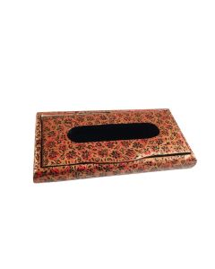 Kashmiri Paper Mache Beautiful Tissue Box (Red floral design)